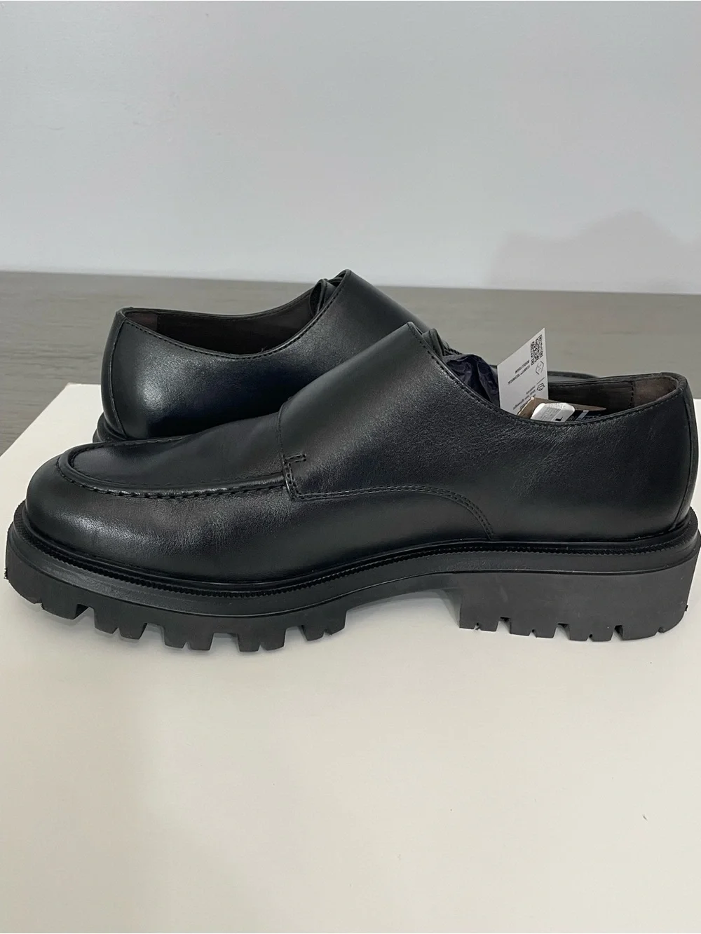 Massimo Dutti Men’s Black Leather Double Monk Strap Shoes Size 8